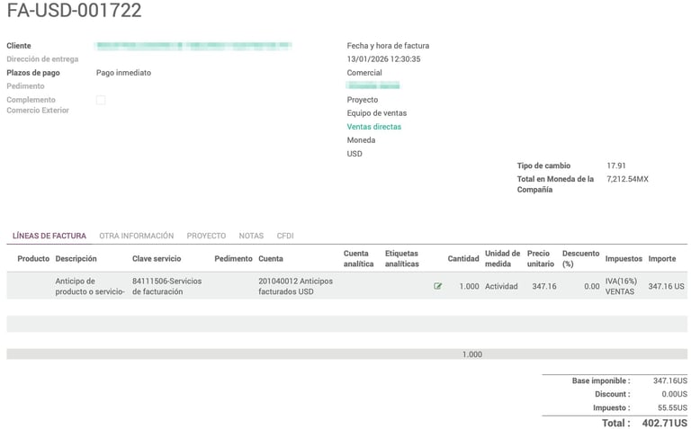 Anticipos CFDI