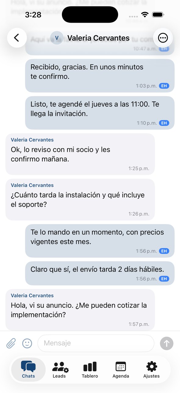 LeadBrain para iPhone: Conversación en tiempo real