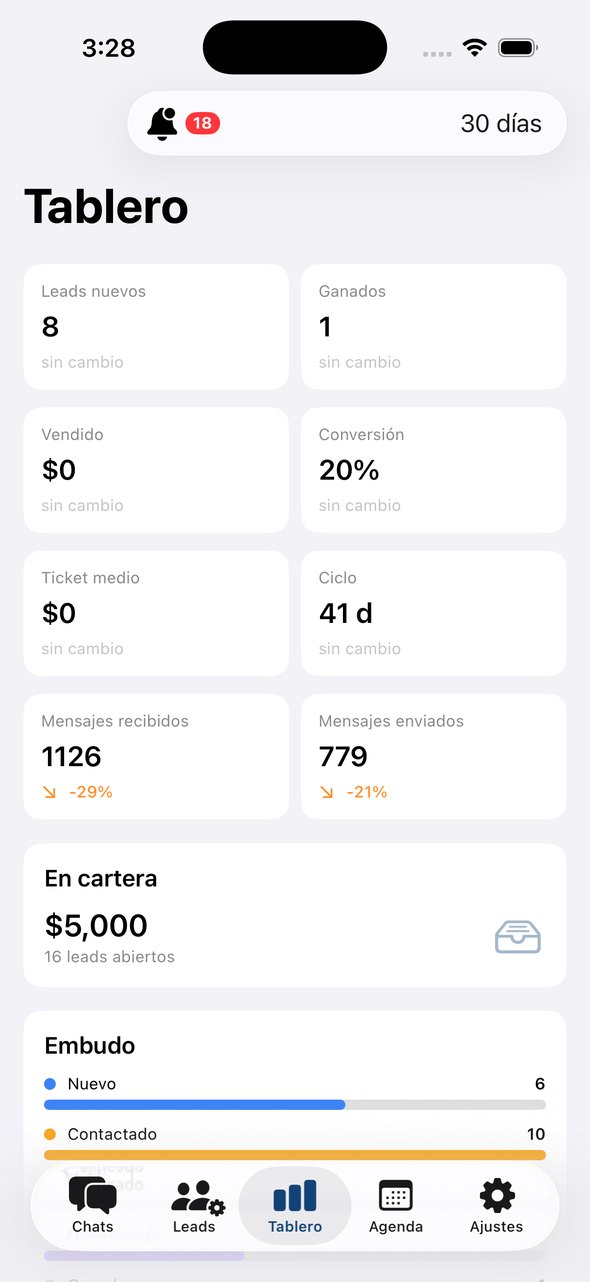 LeadBrain para iPhone: Tablero de métricas en vivo